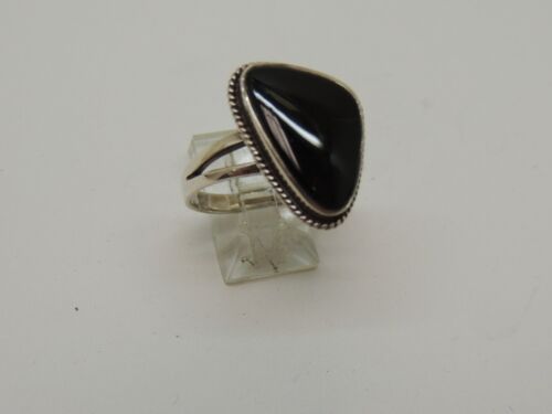 Solid Sterling Silver Ring w/ Black Stone (1125) - image 1