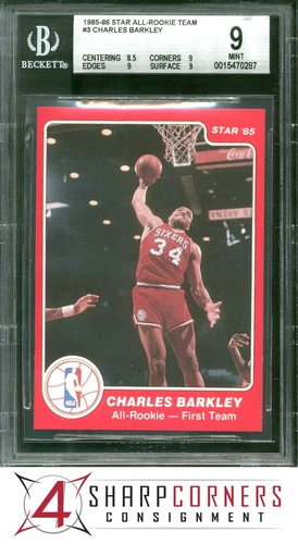 1985-86 STAR ALL-ROOKIE TEAM #3 CHARLES BARKLEY RC 76ERS HOF BGS 9
