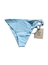 Stone Fox Swim Light Blue River String Bikini Bottoms, Large, NWT