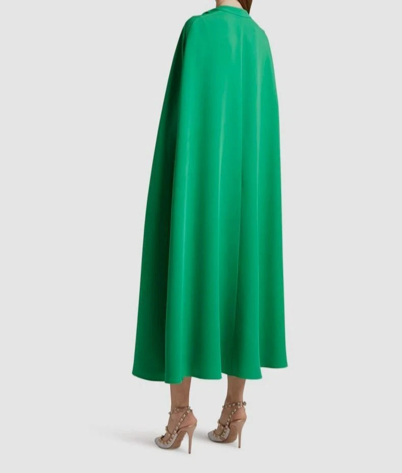 Abito MIDI Valentino da donna verde seta cady mantello da $5700 taglia 40