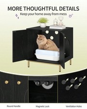 Black Hidden Cat Litter Box Enclosure Side End Table Storage Cabinet