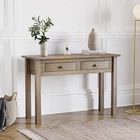 2 Drawer Console Table Solid Wood Pine Shelf Display Hallway Storage Furniture