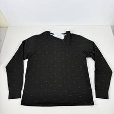 Lacoste Men's AOP Small Croc Thermal Waffle Sleep Shirt Black-Medium