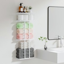 White Towel Rack for Bathroom, Metal Towel Holder for Bathroom Storage Rack w...