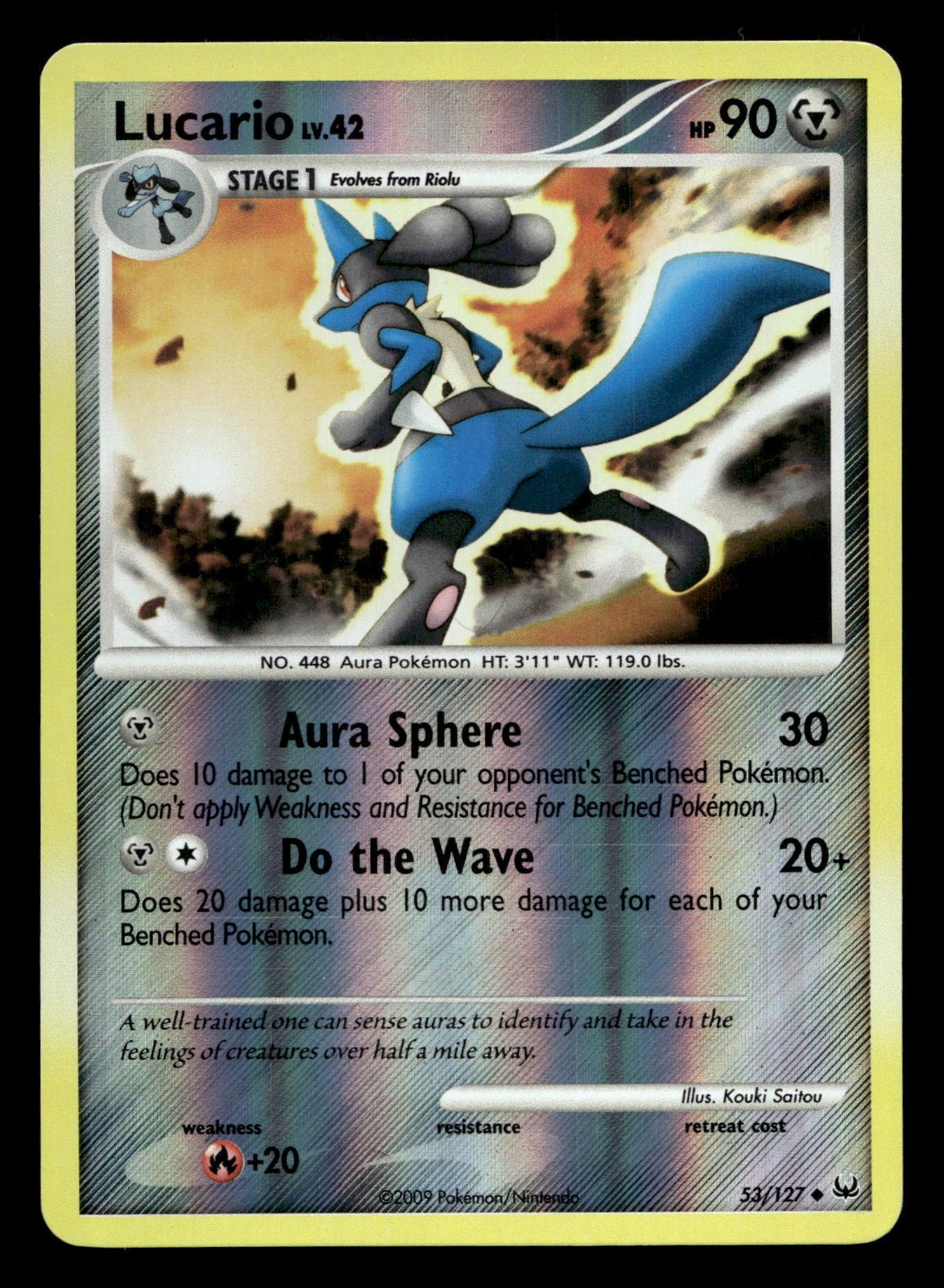 Lucario 53/127 Uncommon Platinum Reverse Holo Pokemon NM