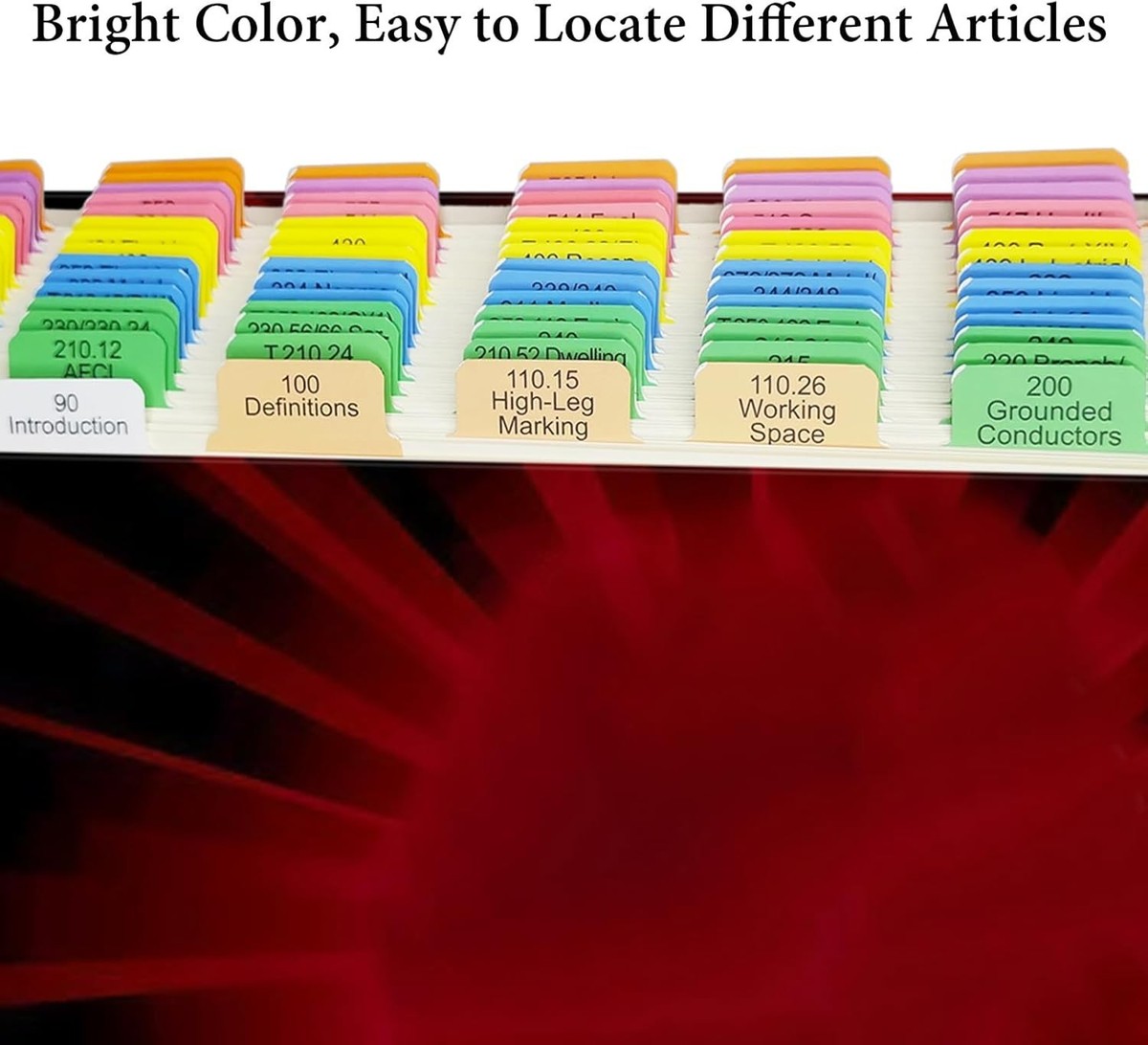 NEC Code Book Tabs 2020 120 PCS NEC Tabs Laminated Color Coded
