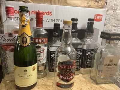 12x leere Alkohol Spirituosen/Sektflaschen für Upcycling