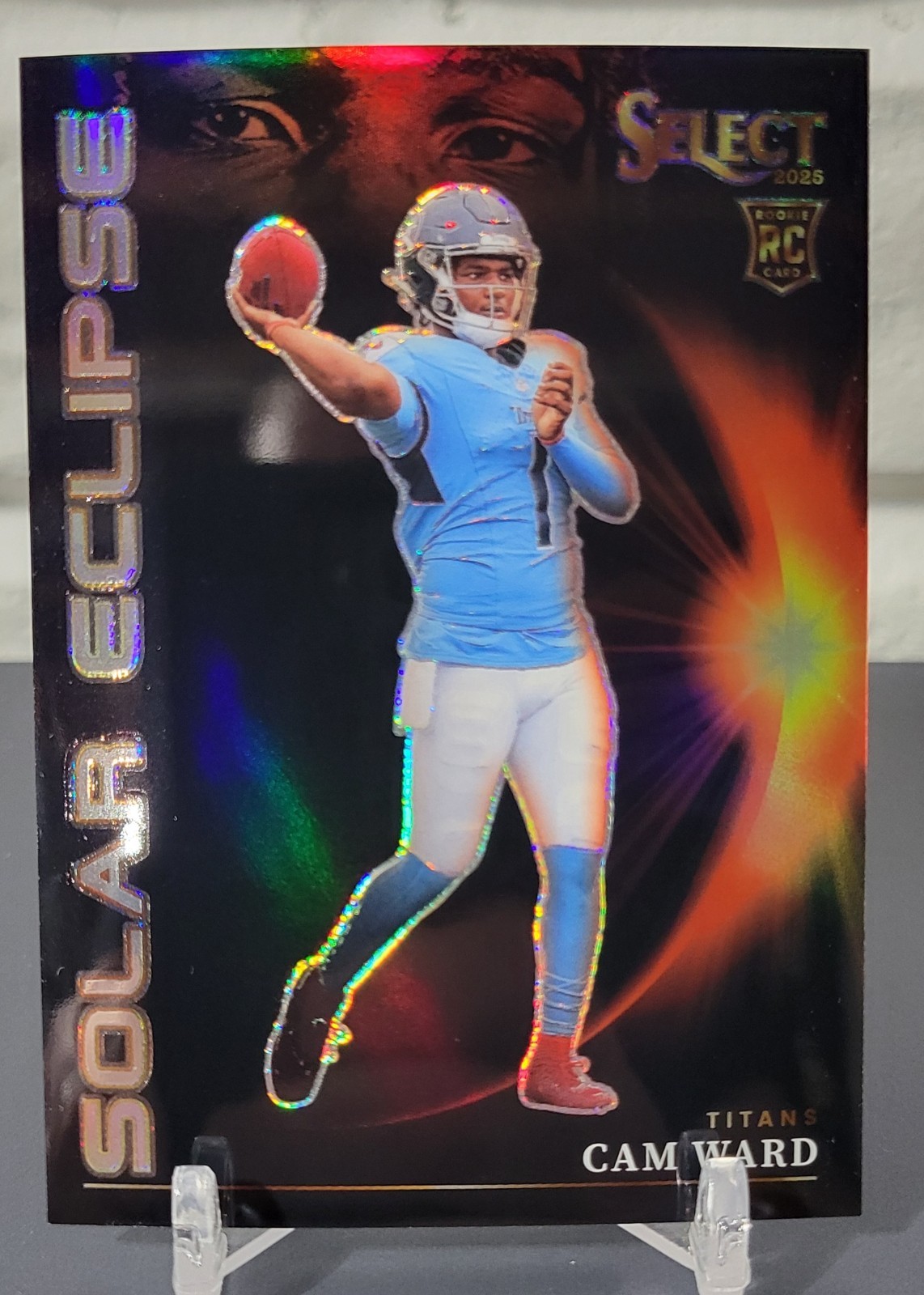 Cam Ward 2025 Select Solar Eclipse #1 Titans Rookie Refractor Case Hit SP Prizm