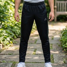 Adidas Primegreen Aeroready Mens Tapered Track Pants Black Green Stripe XS