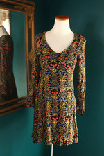 Old Navy Women's  Black Floral Ruffle Long Sleeve Cottagecore Fairy Forest Sz 6