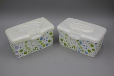  2 Huggies Plastic Wipes Container Empty Refillable Dispenser Dots 1 LID GONE 