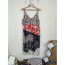 Maeve Anthropologie Mixed Media Floral Lace Script Midi Dress Women 12 Patchwork