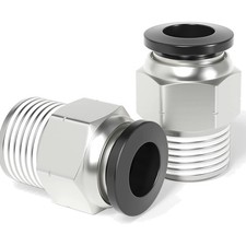 Precision 1/2" Tube OD x 3/8" NPT Straight Push-to-Connect Fittings Pack of 10