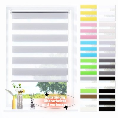 Doppelrollo Duo Rollo Klemmfix ohne Bohren blickdicht Fensterrollo Zebrarollo