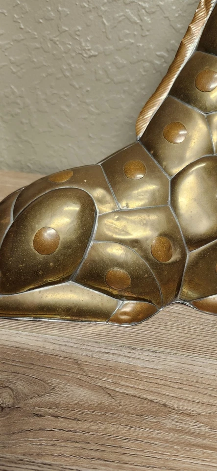 Jirafa de metal vintage MCM estilo Sergio Bustamante latón patinado cobre 15" Foto 4 de 4