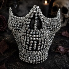 Spirit Halloween Rhinestone Skull Half Face Mask One Size