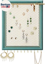 Hanging Earring Organizer Frame Wall Mounted Jewelry Holder Vintage Rustic Stud
