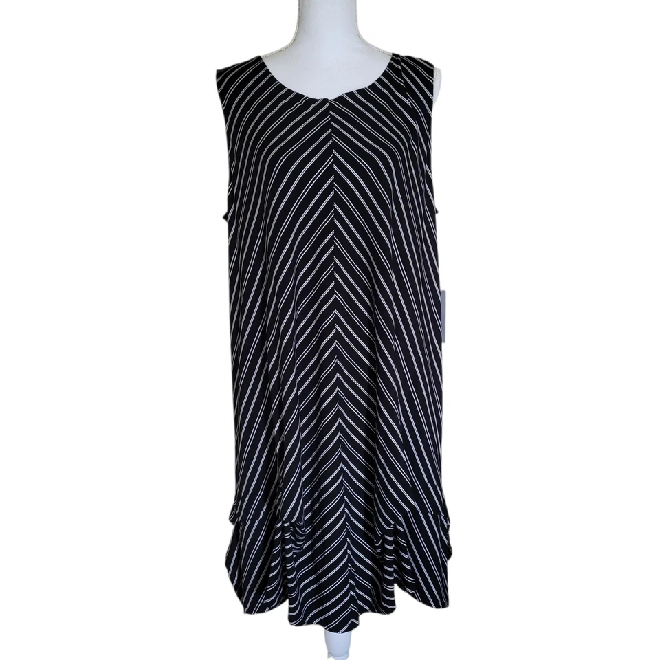 Vestido Habitat Chevron a Rayas XL Negro Blanco Arte para Usar Artístico Sin Mangas Nuevo con Etiquetas Foto 2 de 4