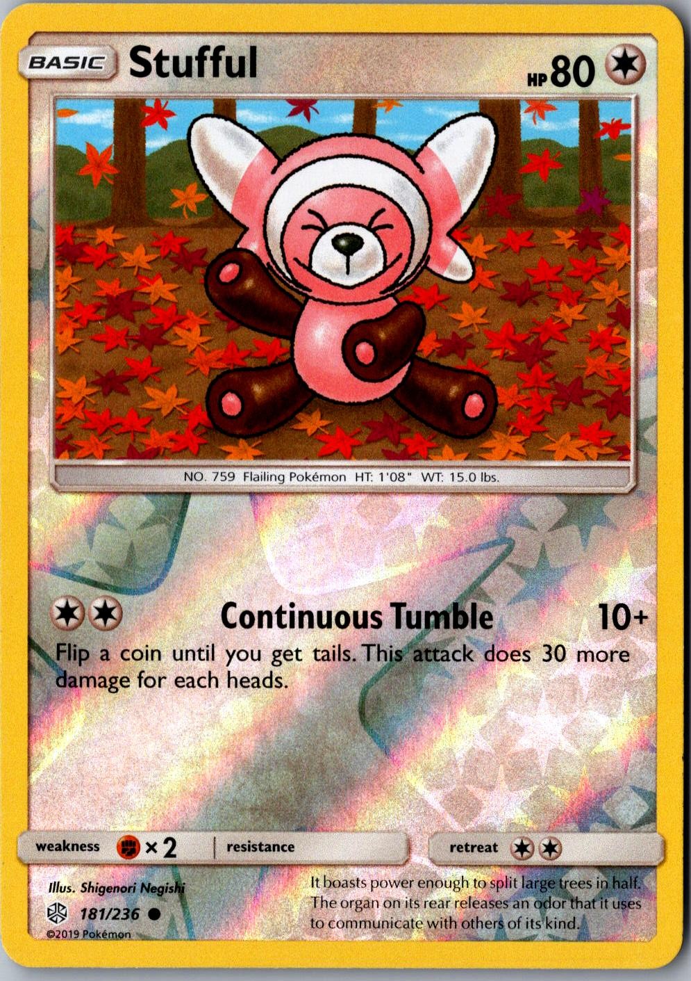 Stufful Reverse Holo 181/236 Common SM Cosmic Eclipse LP Pokemon Card