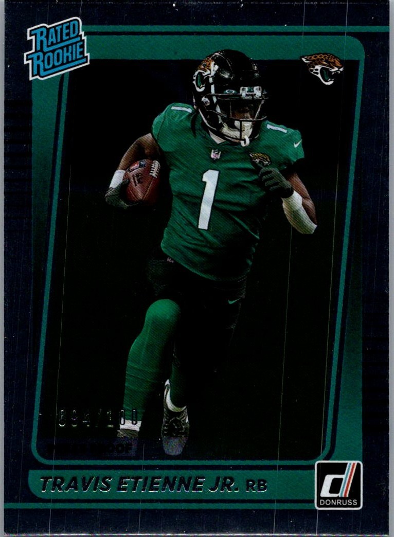 2021 Panini Donruss Press Proof Silver #258 Rated Rookie Travis Etienne RC /100