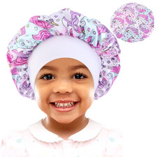 Cartoon Baby Kids Print Satin Bonnet Sleep Hat Cap for