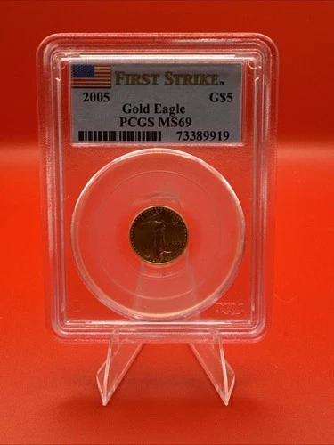 2005 $5 Gold American Eagle PCGS MS69 First Strike 1/10oz