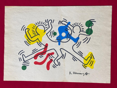 Keith Haring Drawing (Handmade) Very well preserved paper signed and sealed