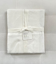 Pottery Barn BELGIAN FLAX LINEN HEMSTITCH Shower Curtain White NWT