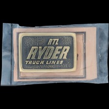 Brass New Ryder Truck Line RTL Rental Semi Driver Trucker NOS Vtg Belt Buckle
