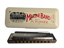 M Hohner Marine Band Harmonica No 1896 A440 Key of G with Case Made in Germany