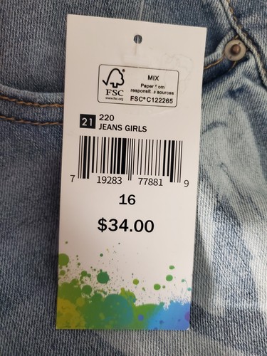 Colorful Planet Frayed Hem Flare Jeans Hearts Print Girl's Size 16 NWT - Picture 8 of 8