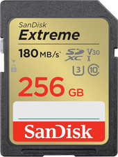 SANDISK 256GB Extreme SDXC UHS-I Memory Card - C10, U3, V30, 4K, UHD, SD Card -