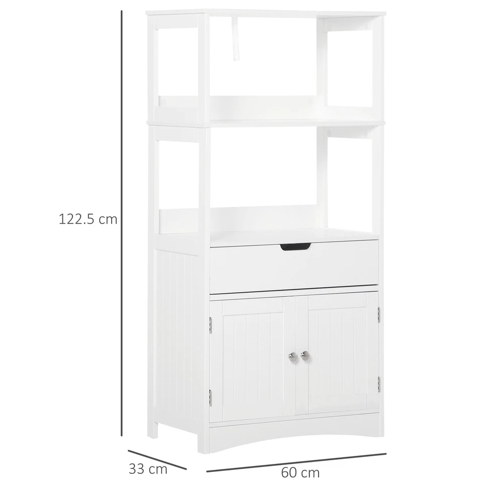 kleankin Bathroom Floor Storage Cabinet Kitchen Sideboard Standing Unit W/ Doors - Image 3 of 4