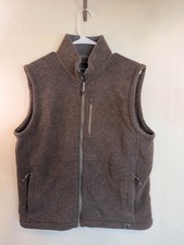 L.L. Bean Men  s Brown Full-Zip Fleece Lined Wool Vest