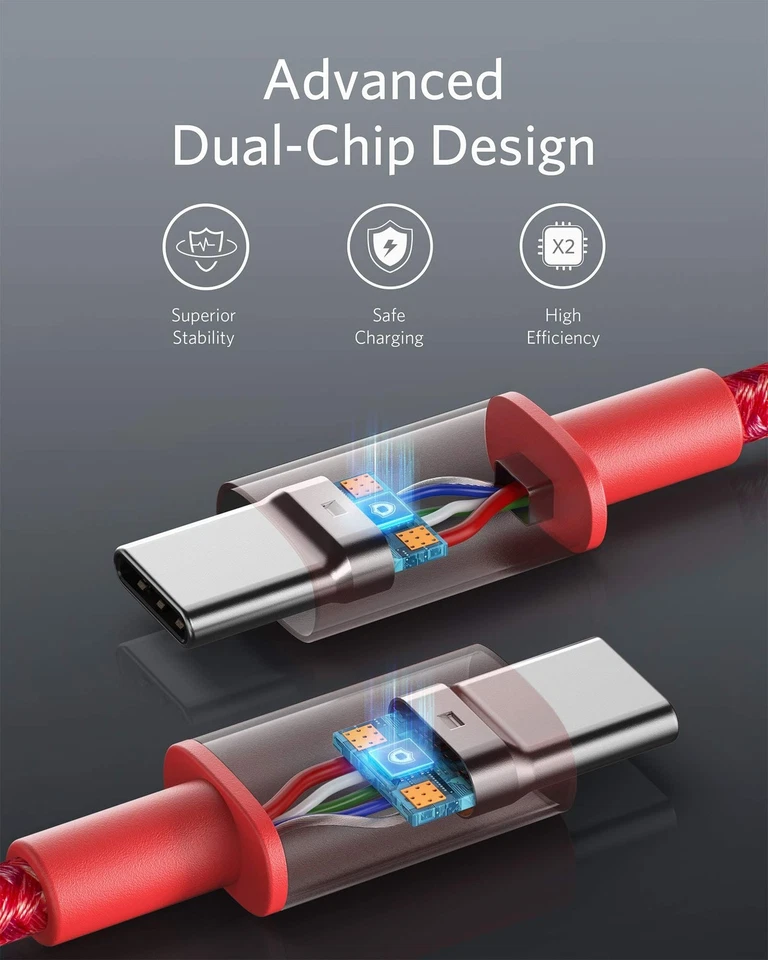 Anker USB C to C Cable, Type-C Charging Cord Fast 10FT, Red - Image 4 of 4