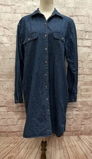 Vintage LL Bean Long Sleeve Denim Shirt Dress 12 Cottagecore Prairie Homestead