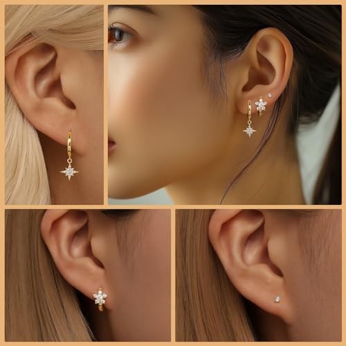 Aretes Argollas en Oro 14K Pendientes Joyería Fina de Moda Regalos Para Mujer