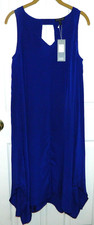 NWT Eileen Fisher Asymmetrical Silk Dress Women Small Blue Violet Side Pockets