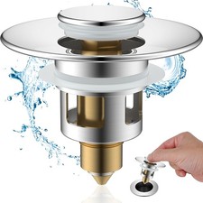 All Metal Universal Bathroom Sink Stopper for 1.1'' 2.3'' Basin, Pop Up Sink