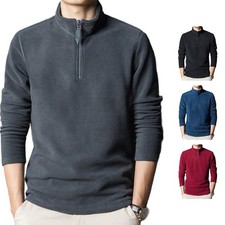 Mens Half Neck Fleece Sweatshirt Pullover Jacket Soft Stretch Fabric Outerwear