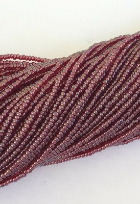15/0 Full Hanks Czech Transparent Red Luster Glass Seed Beads- 12 Strands