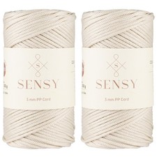 Sensy Premium Polyester Macrame Rope Cord 3mm 131 Yards Ecru Crochet Thread