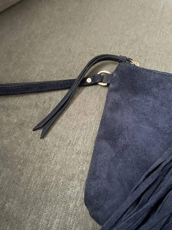 Итальянская замша темно-синий бахрома сумка клатч банановая республика - Изображение 2 из 4