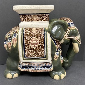 Vintage Chinoiserie Style Elephant Stool/ Plant Stand Large