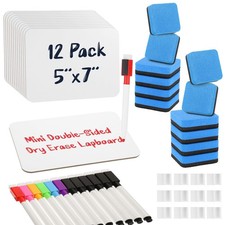 Dry Erase Boards 12 Pack Double Sided 5''x 7'' Whiteboards with 12Erasers 1...