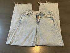 light AMERICAN EAGLE STRETCH jeans SUPER HIGH RISE BAGGY WIDE LEG size 4 long