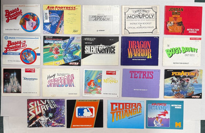 19 Nintendo NES Manual Lot - Silver Surfer, NES Open, Rush N Attack, Pirates!