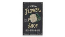 Flower Shop Rustic Distressed Sign, Personalized Wood Sign
