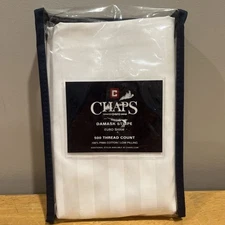Chaps Damask Stripe 1 Euro Sham White 500 Thread 100% Pima Cotton 26 x 26 New