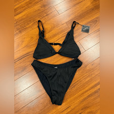 Zaful Black Textured Bikini Set, NWT